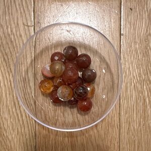 Amber faceted glass beads - qty 17